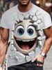 Nuova T-shirt da Uomo Hip Hop con Faccina Sorridente Stampata in 3D 2025 - Girocollo, Street Casual Larga Larga