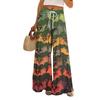 Women's Printed Wide Leg Pants With Pockets High Waist Drawstring Loose Casual Pants