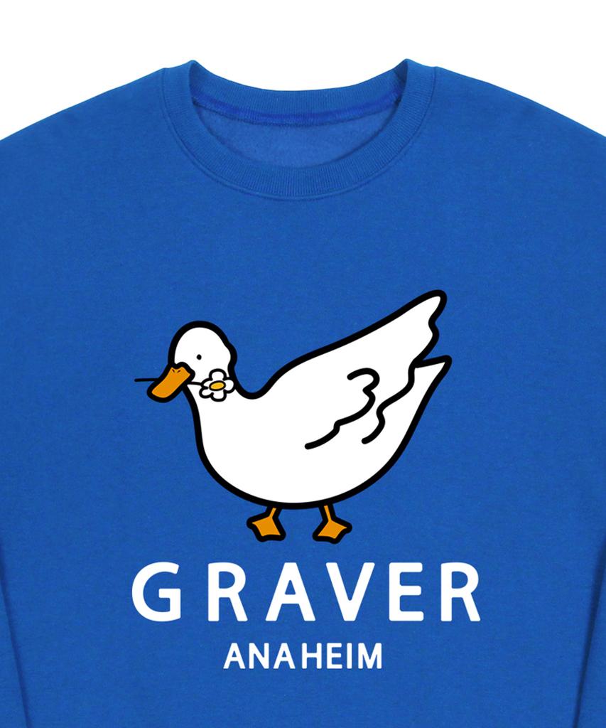 GRAVER [Unisex] White Duck Smile Sweatshirt_Cobalt Blue