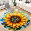 1pc Sunflower StainedGlass Office Round Area Rug, Under Office Chairs Bedroom Living Room Home Decor, Room Deco