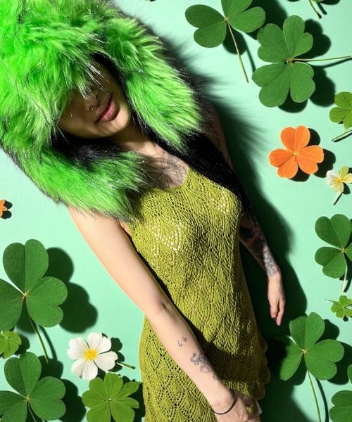 Bonseullipi Crochet Knit Dress (Green)