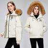 Parka con Cappuccio e Collo di Pelliccia da Donna Giacca in Lana d'Agnello Giacca con Zip Media Maniche Lunghe Giacca Calda con Vita Sagomata