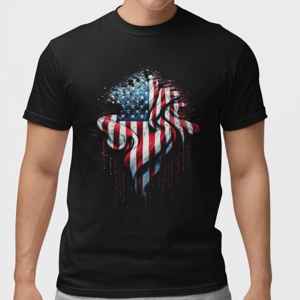American Flag Cross T Shirt Christian Patriotic USA Faith Black Shirt Unisex XS