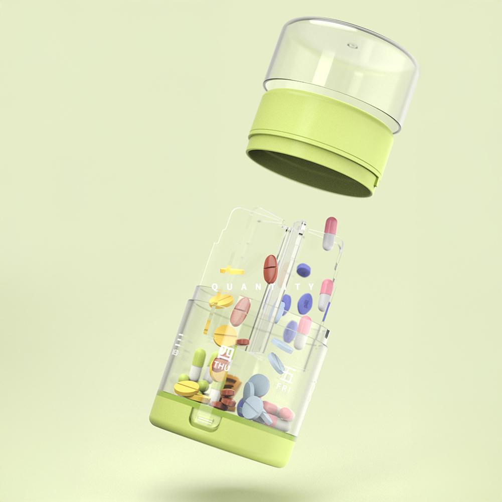 7-Day 2In1 Pill Cases Portable with Pill Cutter Travel Vitamin Box Pill Organizer Container Organizer Storage Fish Oils Hygienic Medication Organizer