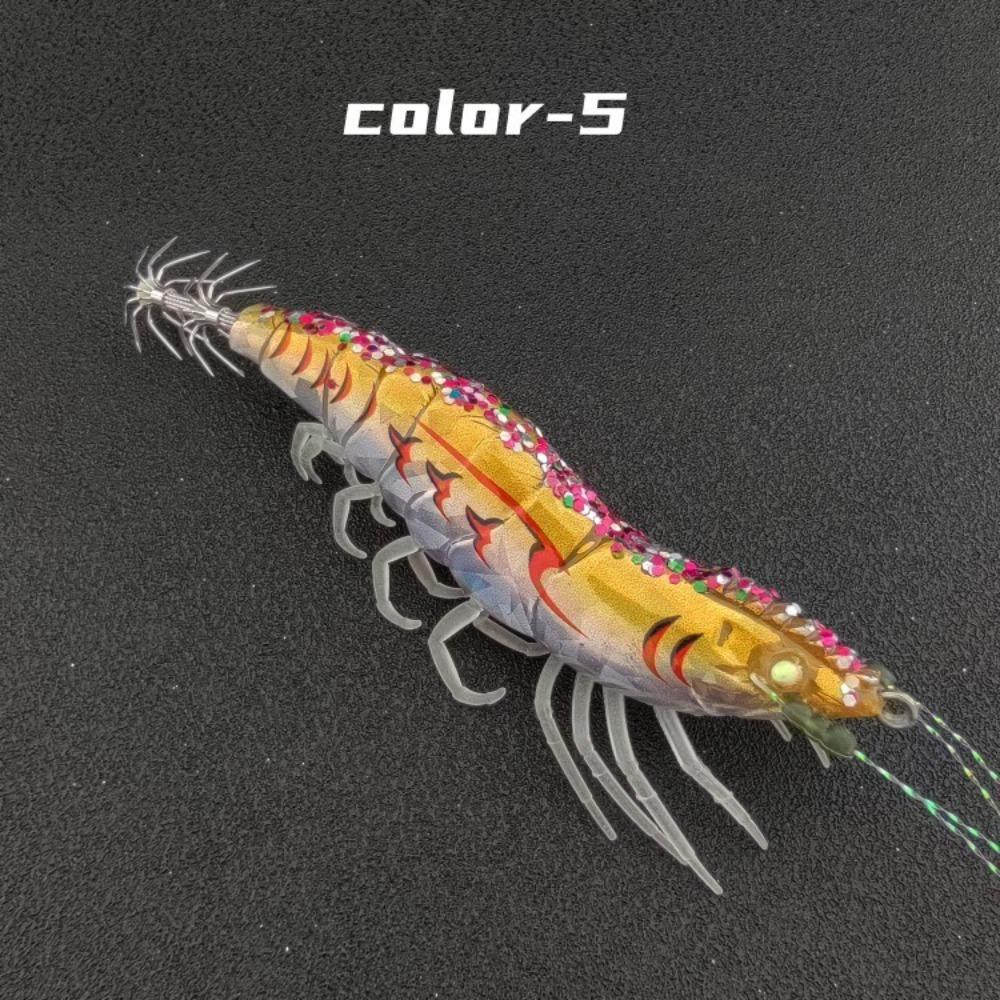 Wooden Material Squid Jig 10cm Length Flying Squid Jig Horizontal Shrimp Bait Saltwater Fishing