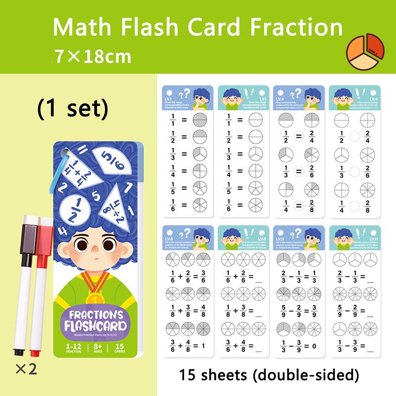 Mathematical Calculations Montessori Math Toy Beginners Practice Arithmetic Fraction Test Card Learning Tools for Primary School