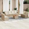 Vidaxl 9-Cz. Set di Mobili da Giardino con Cuscini, Beige, Polyrattan