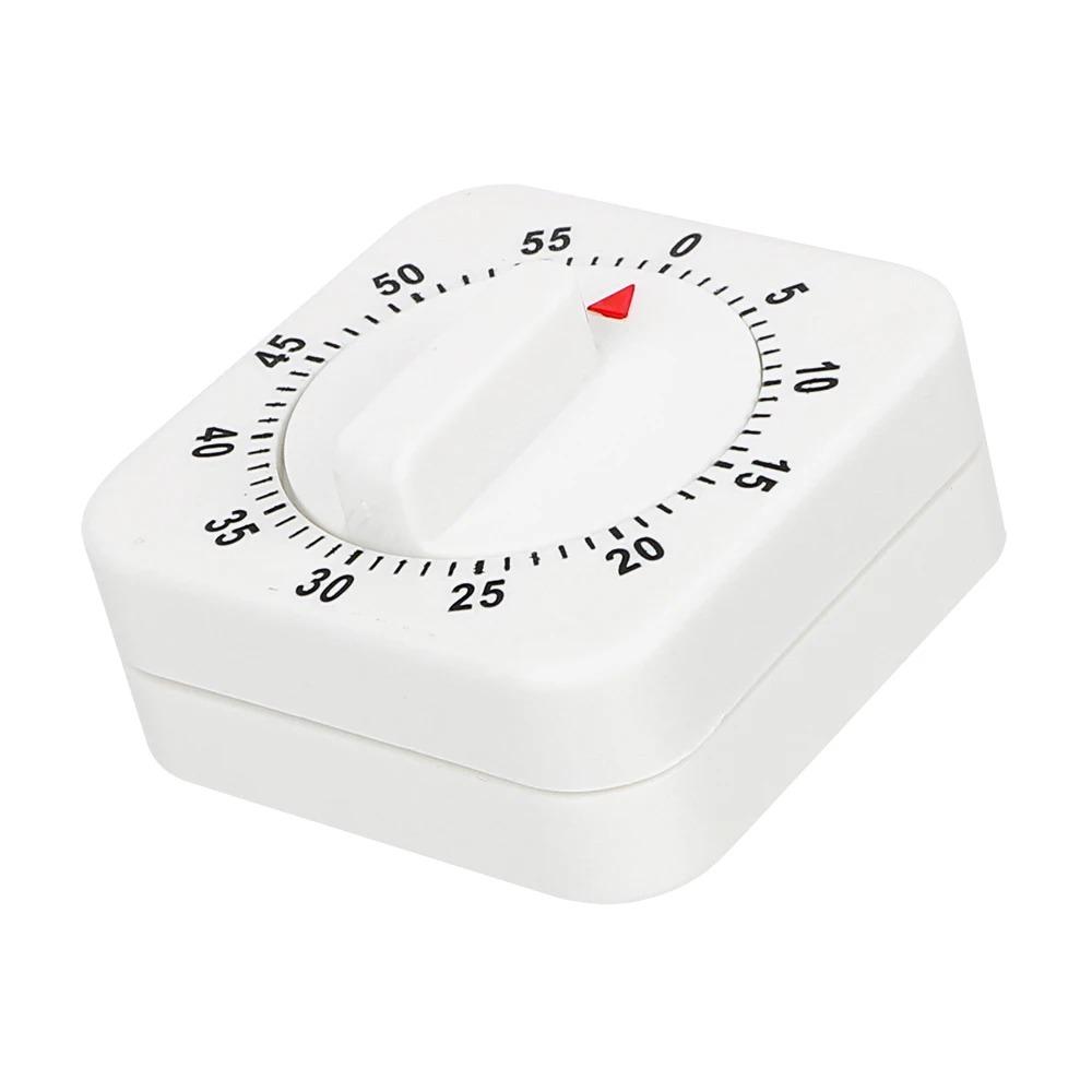 Kitchen Square Timer 60 Minute Simulated Mechanical Rotation Timer Reminder Kitchen Cooking Timer White