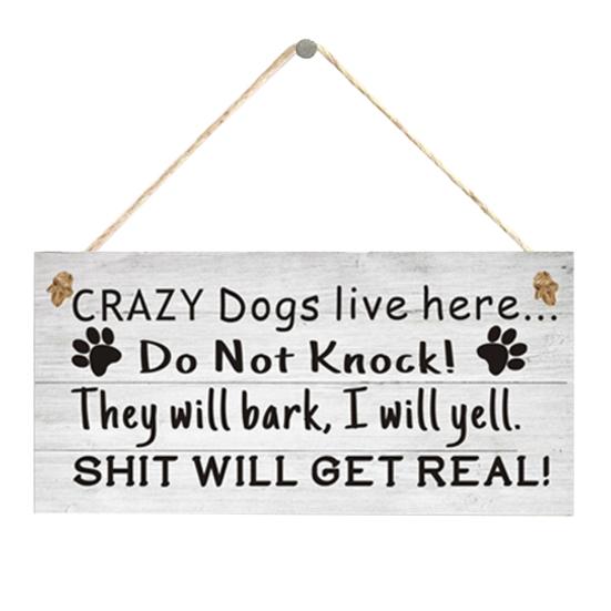 

Dog Sign English Letter Printed Anti-deform Wood Wooden Hanging Plaques Sign for Garden белый