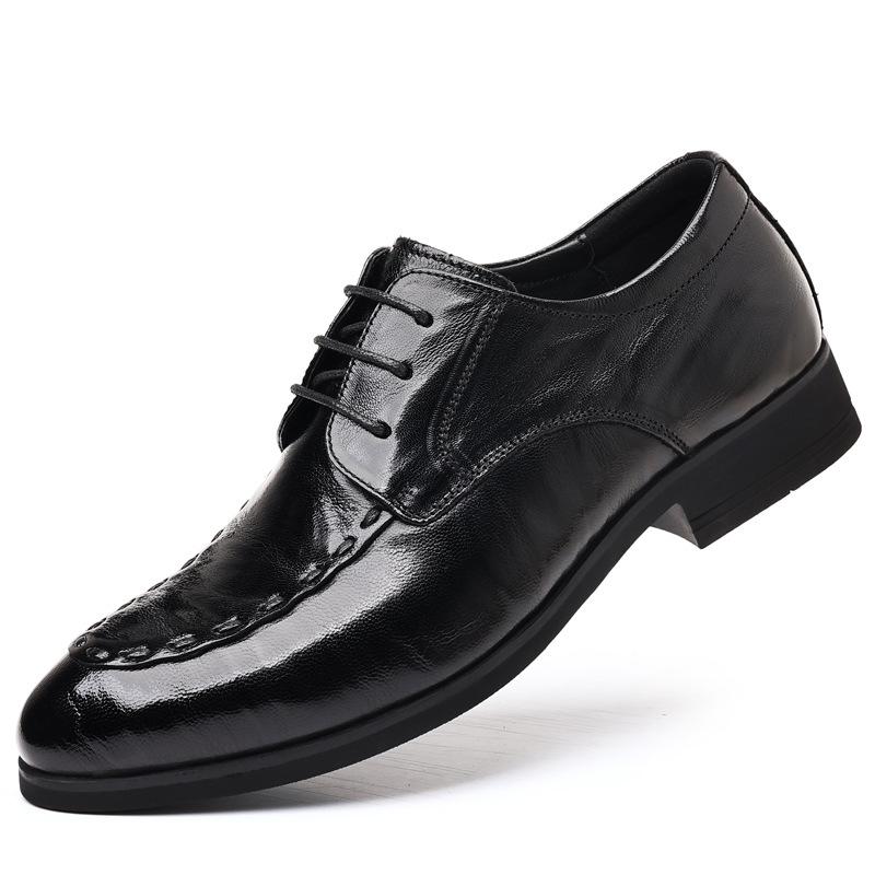 Men's business casual leather shoes leather first layer sheepskin men's shoes soft sole dress pointed shoes men's shoes