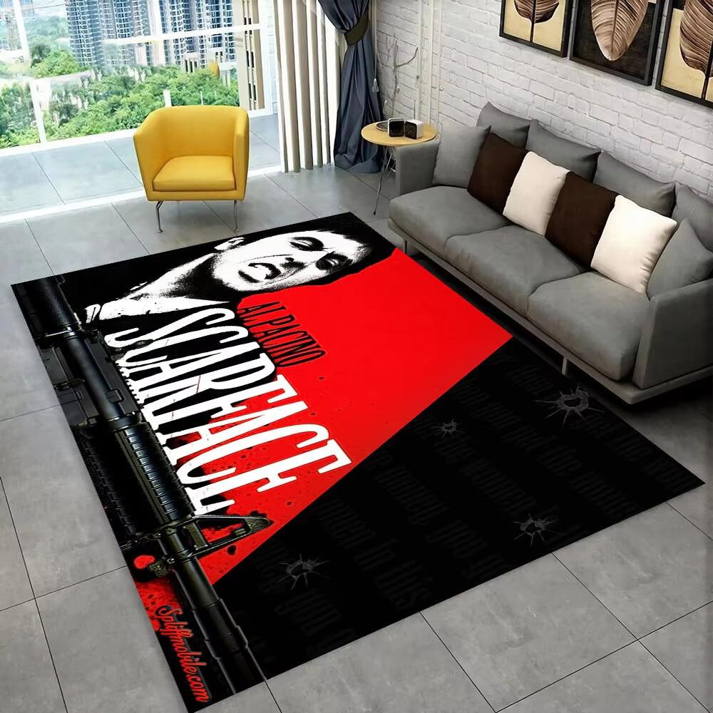 Tappeto Area Scarface Tony Stampa 3D Grande, Tappeto per Soggiorno Camera da Letto Divano Zerbino Decorativo, Tappetino da Gioco Antiscivolo per Bambini