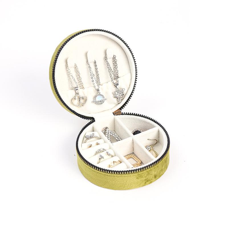 Vintage Samt Oval Schmuckaufbewahrungsbox mit Reißverschluss - Mini Tragbare High-End Verpackung