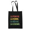 Tote Bag - PLANETEE - The Painter Goddess Legend Vintage Black - Cotton - Black - Printed In France