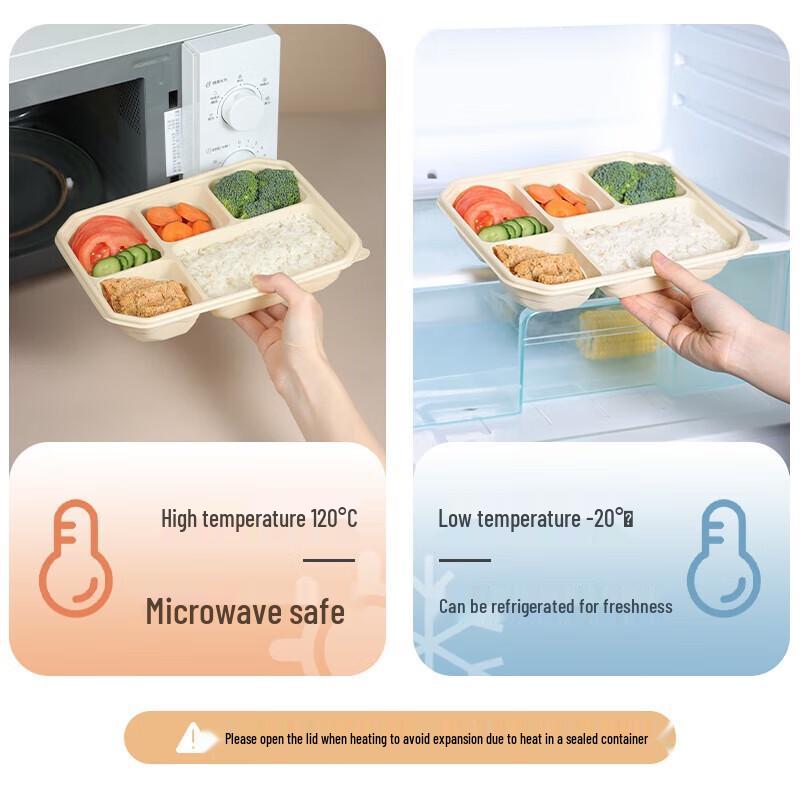 Miaojie Corn Starch 5-Compartment Degradable Lunch Boxes