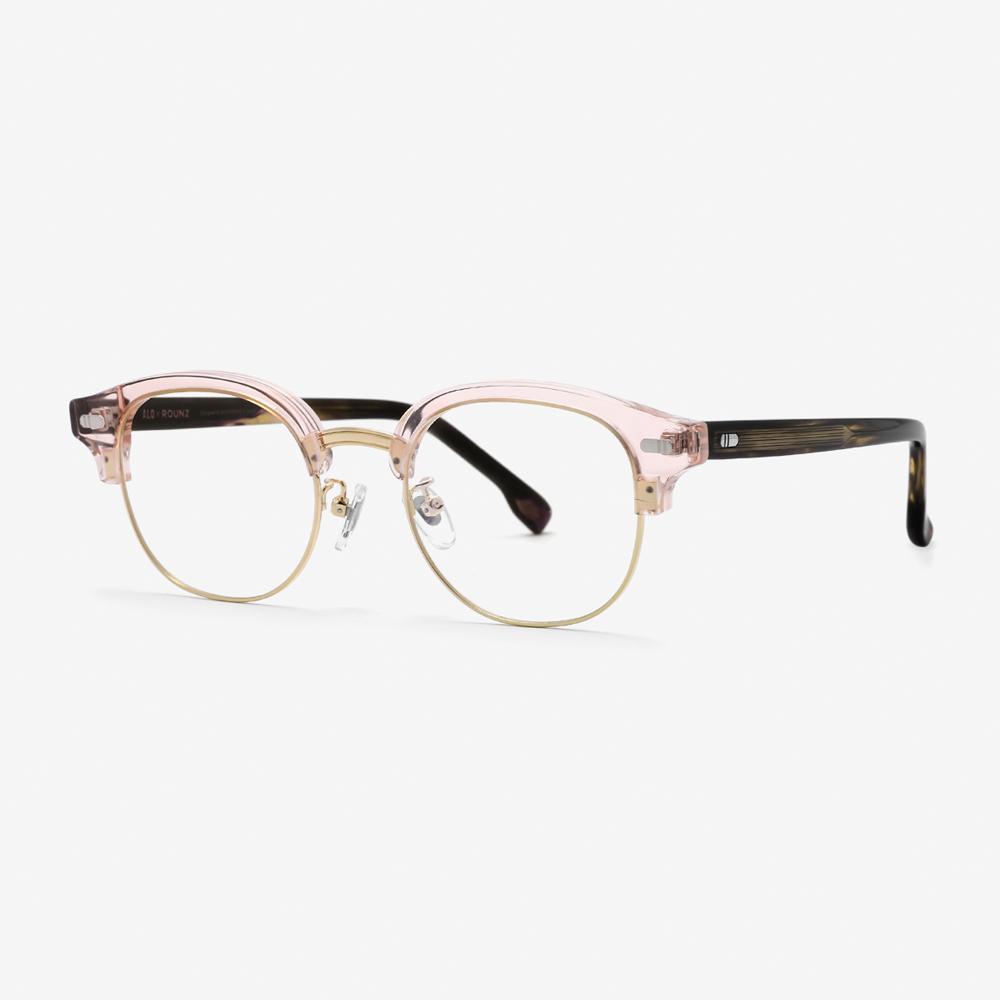 Alloaiweeo [Aloxrounz] Classica Half-Rim Eyeglass Frames Ara9101 C3 Peach/Rose Gold