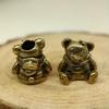 Cute Sitting Bear Brass Knife Bead EDC DIY Woven Bracelet Lanyard Pendants Keychain Accessories Hangings Trinkets