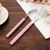 6Pcs Acrylic Clip Stainless Steel Handle Fork Set Mirror Dinner Fork Tableware Western Dessert Cake Fruit Fork Kitchen Cutlery