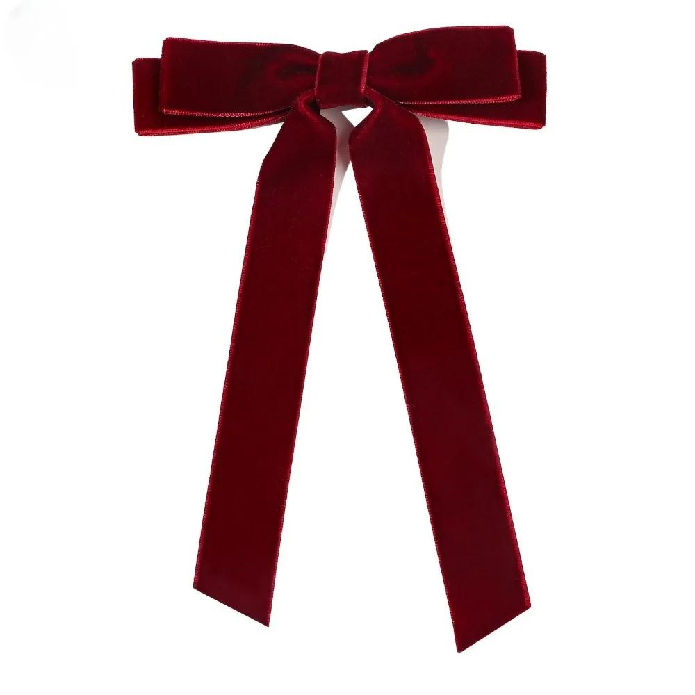 2Styles Velvet Bowknot Hair Clips for Women Elegant Sweat Double Bows Long Tassel Barrettes Hairpin Styling Korean Accessories