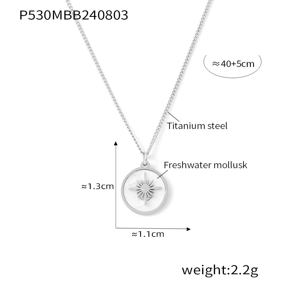 18 Karat Vergoldete Retro Stern Runde Anhänger Halskette aus Titanstahl