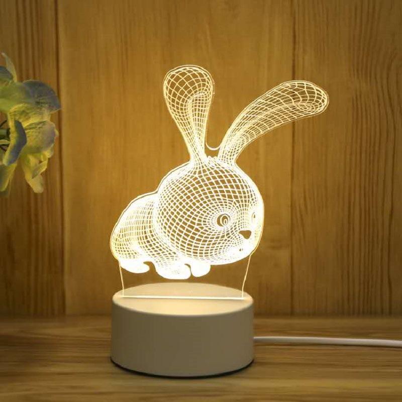 Creative 3D LED Night Light 7 Color Acrylic Veilleuse ABS Plastic Base LED Night Lamp for Children's Room Table Desk Use