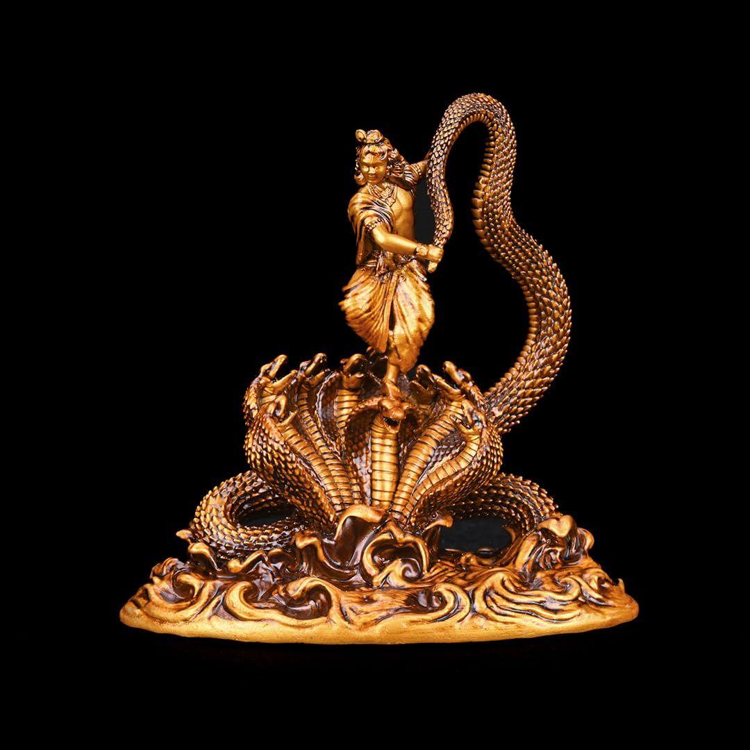 

Танцующий Кришна со статуей Калии Нага Стоящий идол Кришны Бог Кришна Мурти Античный декор Такур Джи