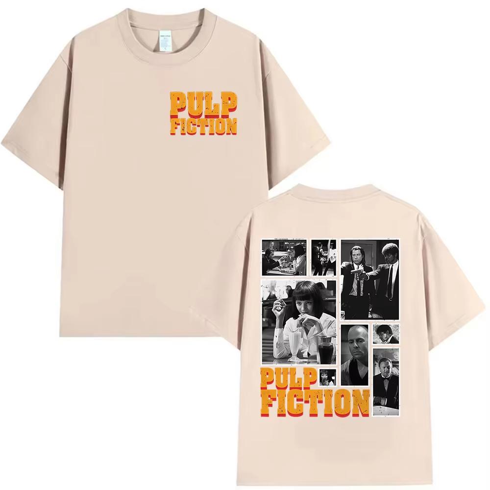 Maglietta Grafica Classico Film Pulp Fiction Uomo Donna Vintage Alta Qualità Cotone T-shirt Harajuku T-shirt Streetwear Y2k