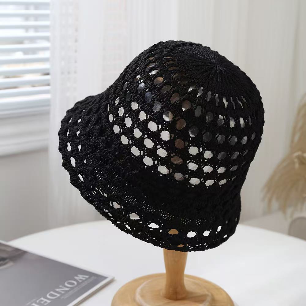 

Летняя ажурная панама женская дышащая шляпа тонкая солнцезащитная шляпа от солнца модная шляпа-ведро шляпа-колокол дорожная шляпа от солнца Adult average size чёрный