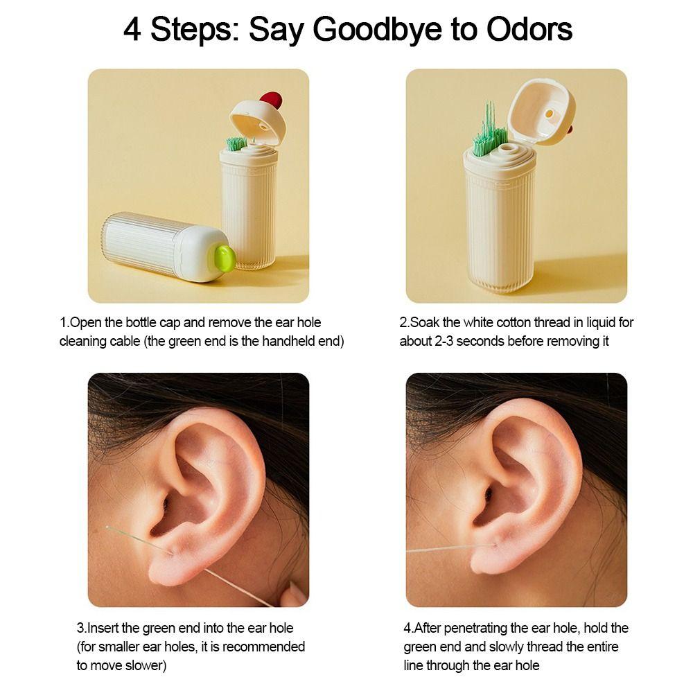 60/180 Pcs Disposable Earrings Hole Cleaner with 15ml Cleaning Solution Ear Wires Earrings Tool