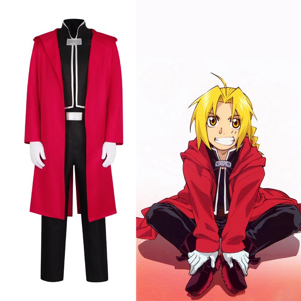 Anime Cos Fullmetal Alchemist Edward Elric Cosplay Kostüme Rotes Outfit Halloween Weihnachten Uniform Sondergröße Cosplay Kostüm