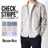 (Arona) ARONA check shirt long sleeve shirt men's With pocket Cotton/Y A25 navy x stripe 3L
