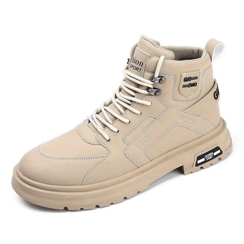 Men's shoes autumn and winter shoes men's daily versatile shoes platform-soled high-top Martin leather boots