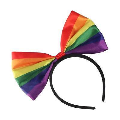 Colorful Rainbow Bow Headband Beautiful Party Head Hoop Rainbow Bowknot Hair Hoop  Party Supplies
