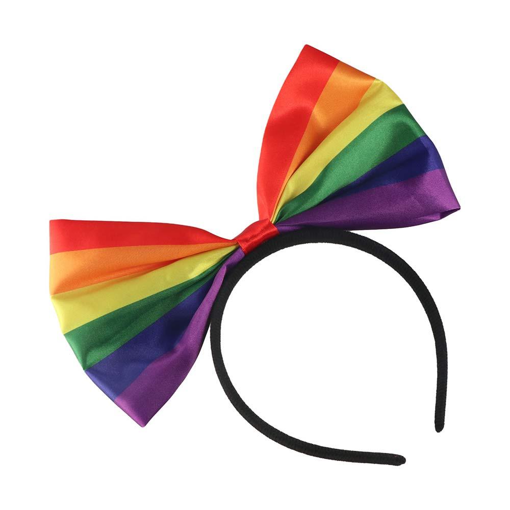 Fabric Art Rainbow Bowknot Hair Hoop Beautiful Party Head Hoop Rainbow Bow Headband  Birthday