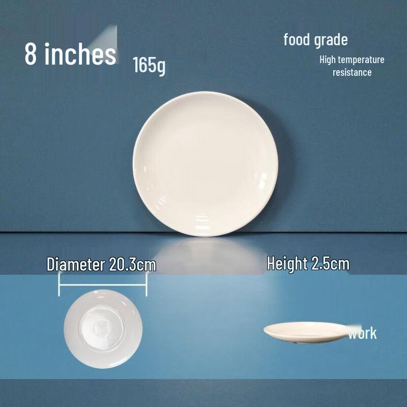 JINGRX 8-inch Round Melamine Dinner Plates (Set of 10)