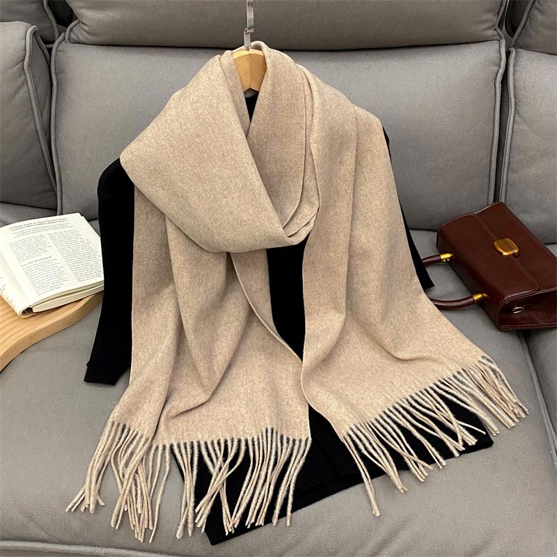 Luxury  Design Solid Cashmere Scarf For Women Winter Pashmina Blanket Lady Warm Thicken Shawl Wrap Tassel Echarpe Poncho