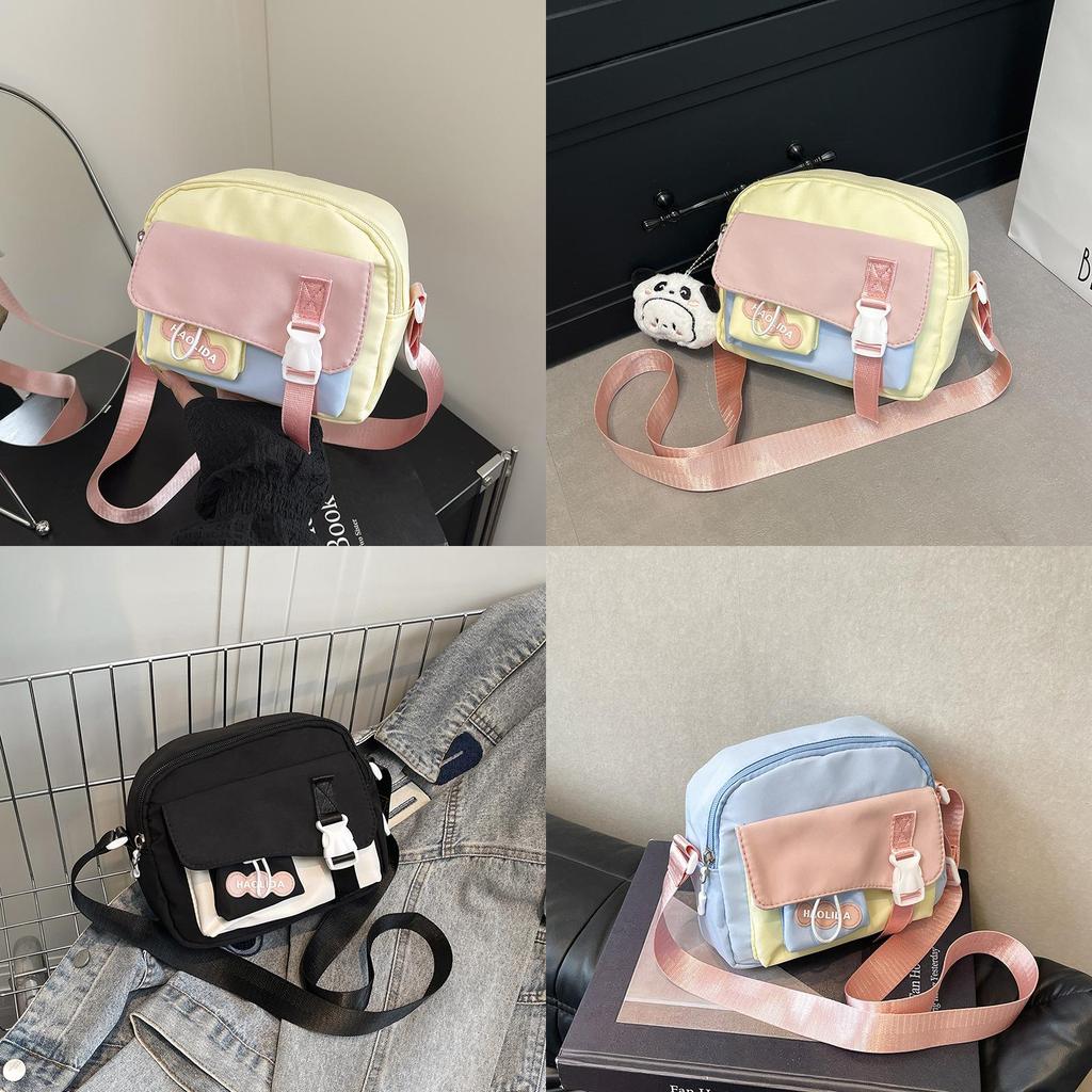 Child Cartoon Nylon Small Handbag With Splicing Design For Kindergarten Girls