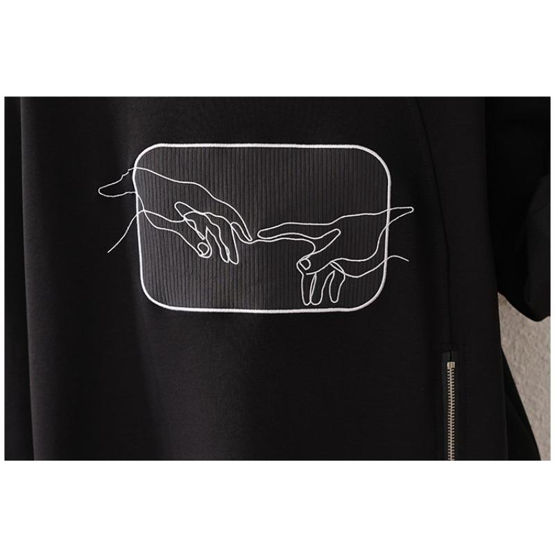 DIMANAF 2025 Autumn Plus Size Women Hoodies Shirts Tees Black Long Sleeve T-shirt Loose Casual Tops