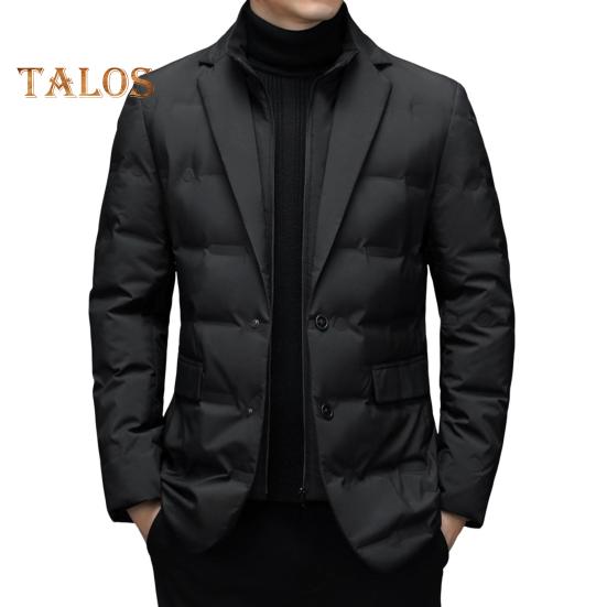 

Мужской хлопковый пиджак с высоким воротником, длинный рукав, застежка-молния, пиджак, имитация двух частей, стеганая верхняя одежда 2XL чёрный