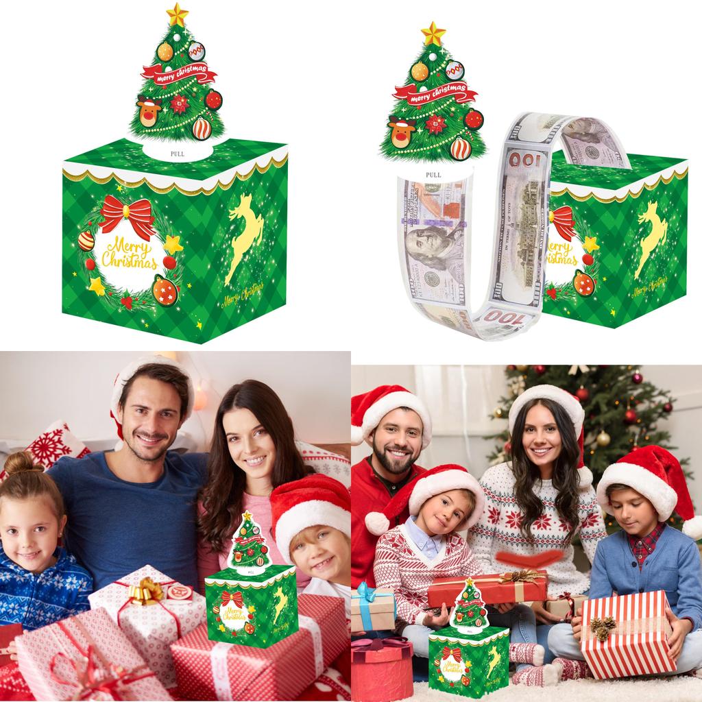 Tree Christmas Green Themed Pattern Gift Box Christmas And Party Events Decor