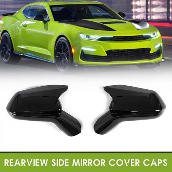 For 2016- Chevy Camaro Gloss Black Side Mirror Covers Add-On W/o TSH ,