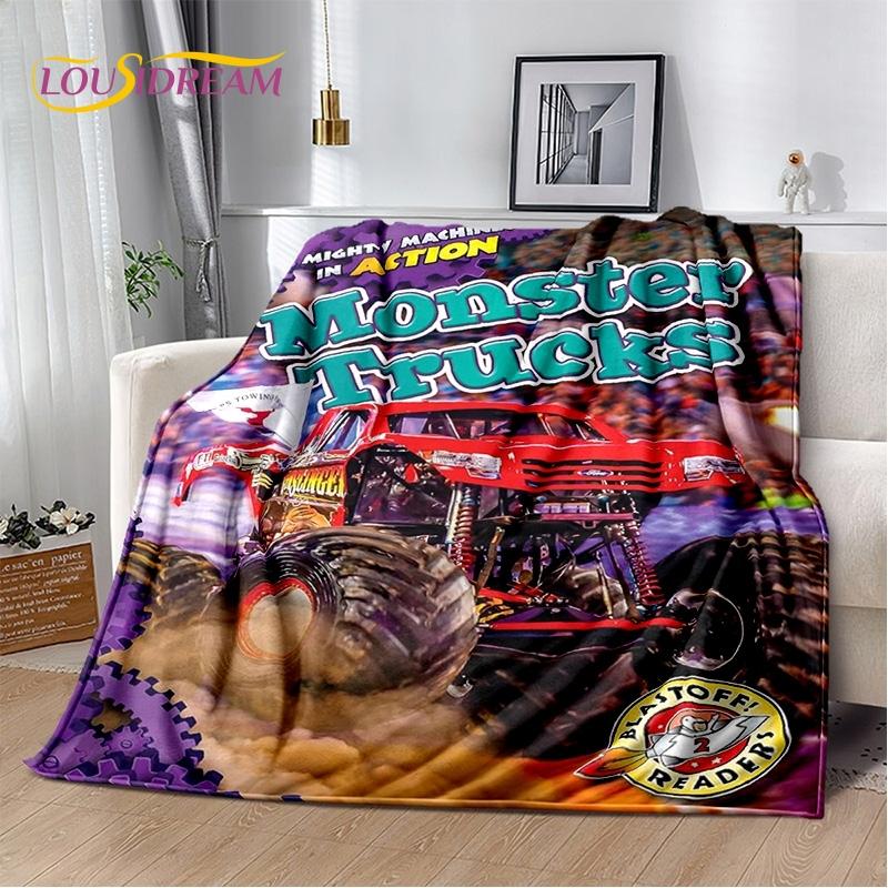 Monster Truck 3D Monster Jam Cartoon Soft Blankets,Keep Warm Throw Blanket Comfortable Blanket for Picnic Beds Sofa Home Bedroom