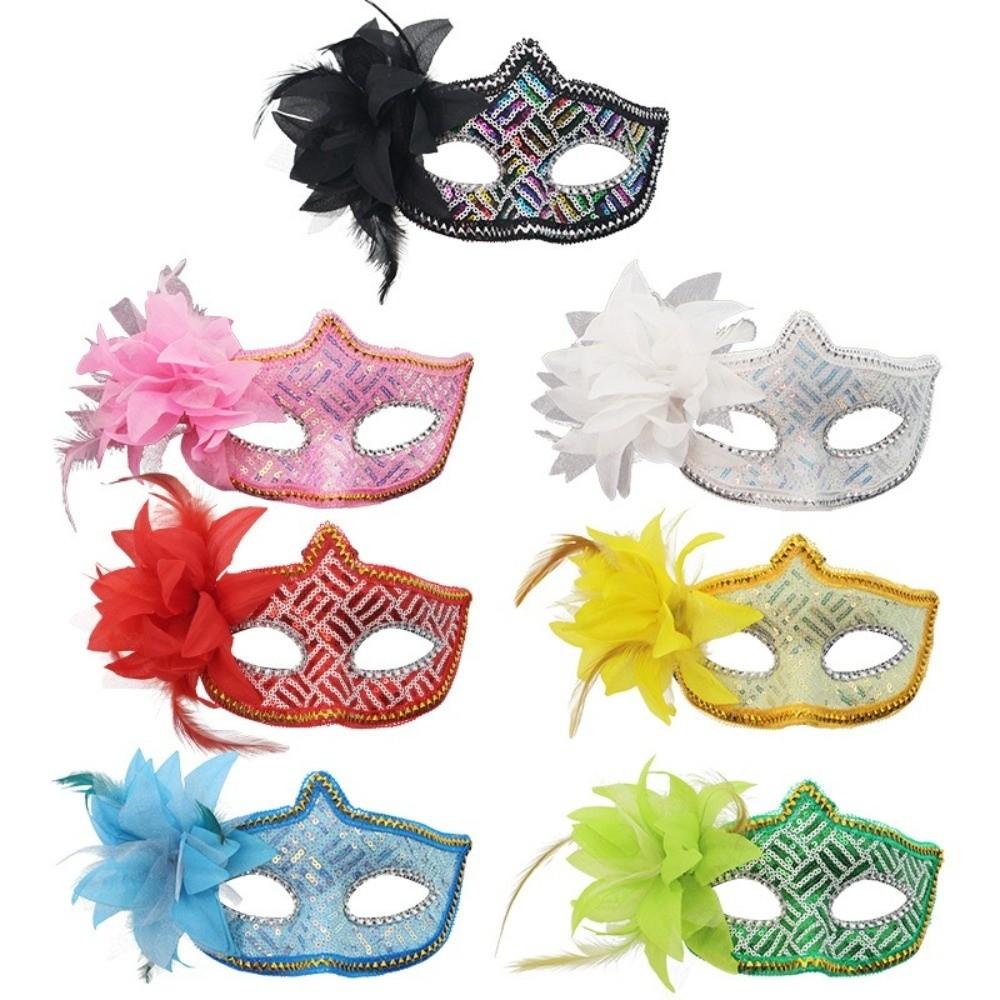 Feather Flower Mask Plastic Masquerade Mask Halloween Party Mask  Halloween Party