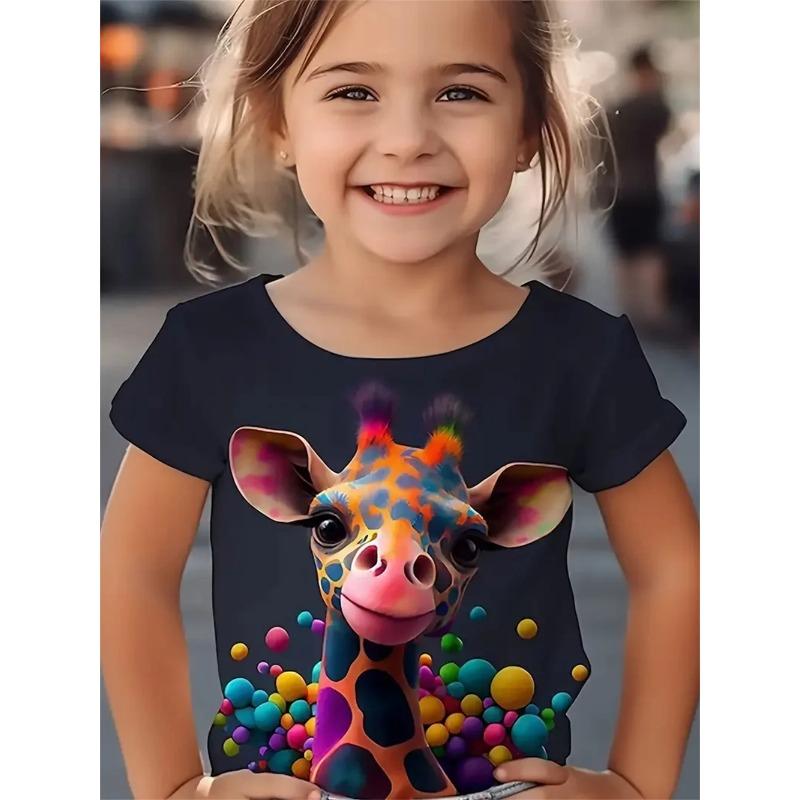 Täglich lässig Tier Giraffe 3D-Druck Mode lustige Mädchen T-Shirts Sommer Kurzarm Tops T-Shirt Casual T-Shirts