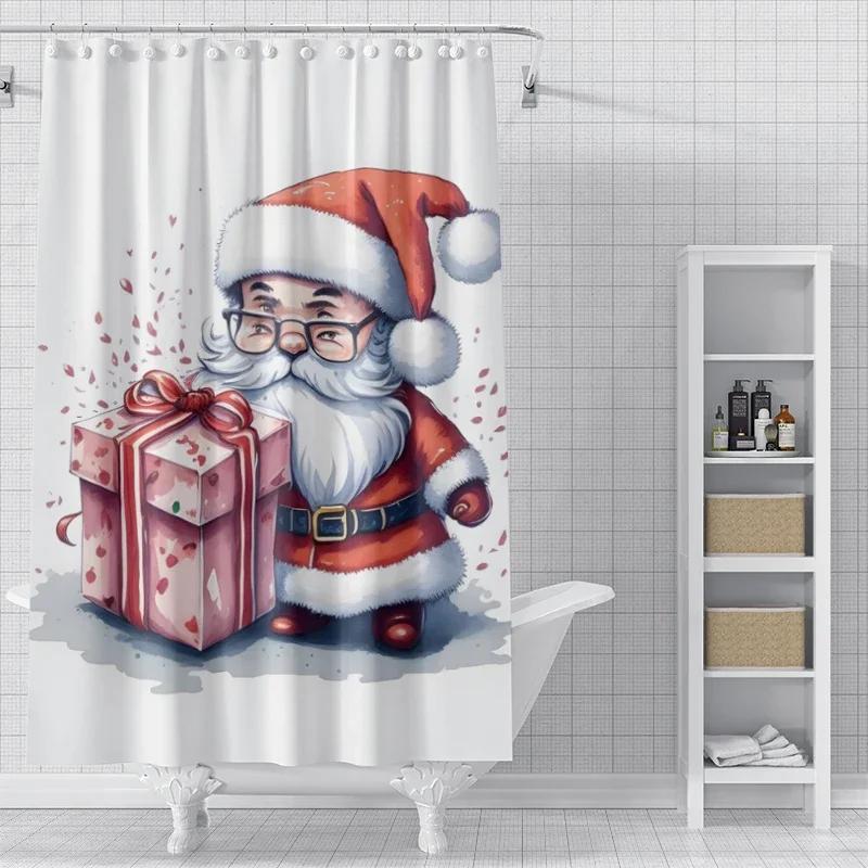 

Home Decoration Shower Curtains For Bathroom Waterproof Curtain Fabric Modern Nordic Style Living Room Merry Christmas Winter W60H190(CM)-1 Pcs