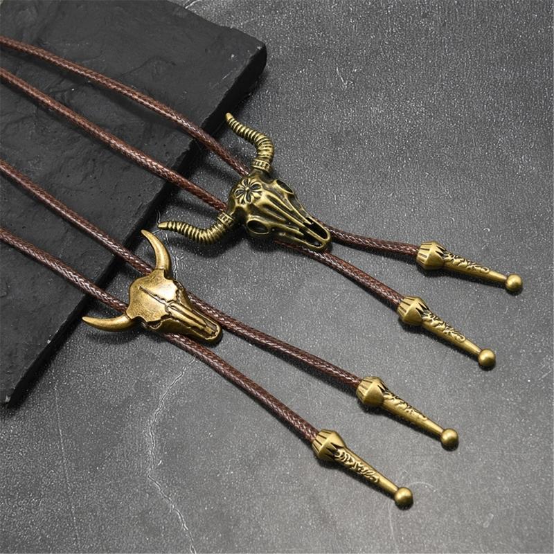 Multifunctional Cow Motif PU Leather Necklace Practical Alloy Detailing Unisex Stylish Jewelry For Daily Wear