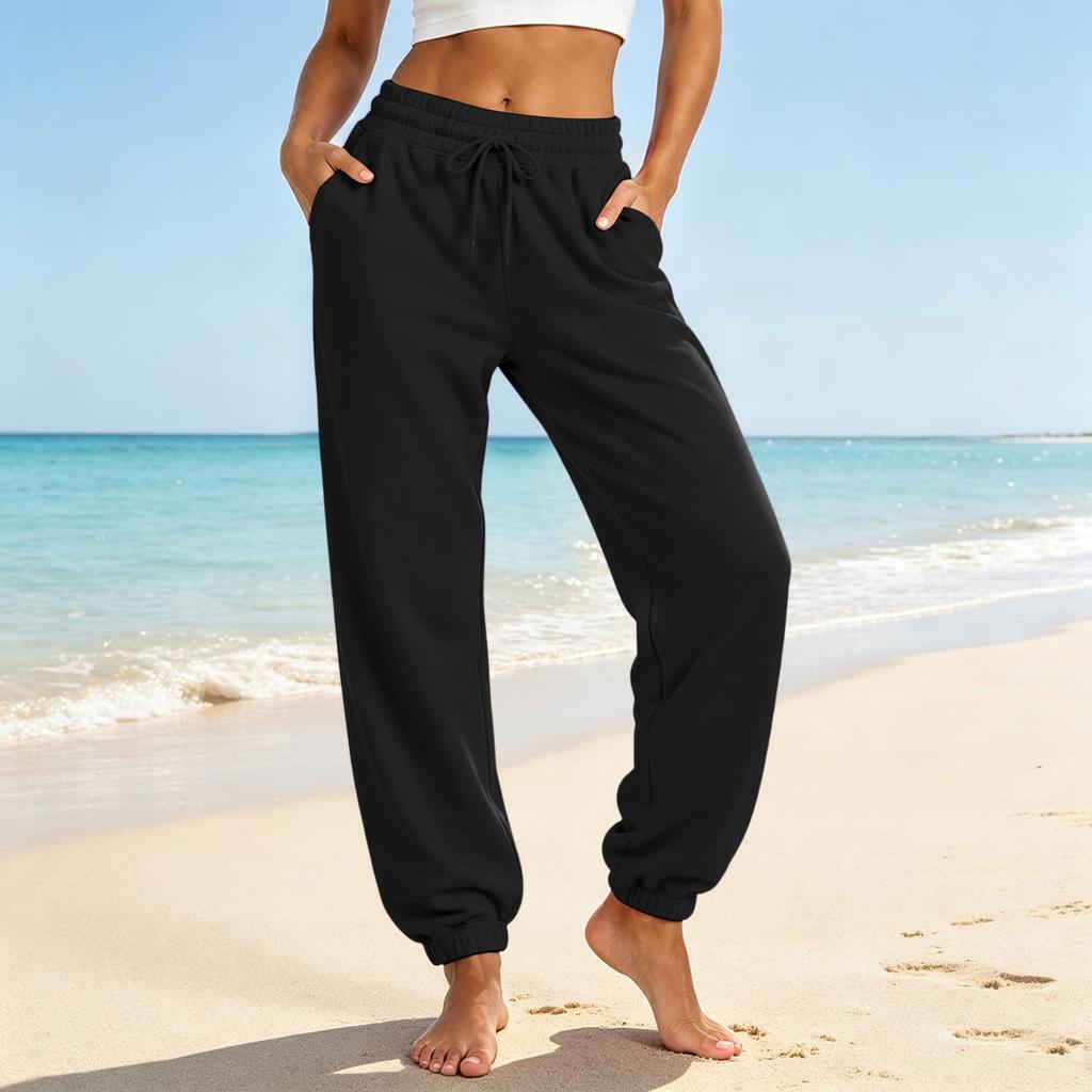 Pantalones Jogger Casuales para Mujer con Bolsillos, Color Pantalones Sueltos con Puños