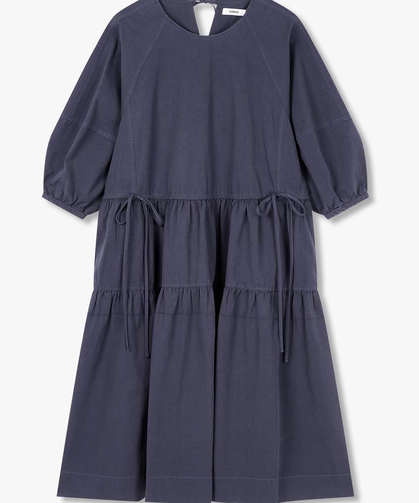 STUDIO TOMBOY 3/4 Sleeve Waist String Dress_Charcoal 9106241201