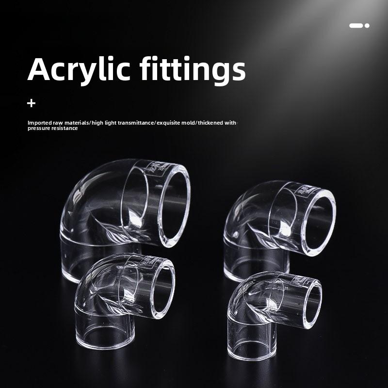 1PC I.D 16/20/25/32mm Acrylic Pipe Fittings Transparent 90 Degree Elbow End Plug Tee Connectors Aquarium Fish Tank Garden Joint