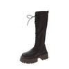 Platform Lace-up Boots Women's Autumn and Winter New Elastic Shows Skinny and Heightens Little Man Knee-Free Long Knight Boots