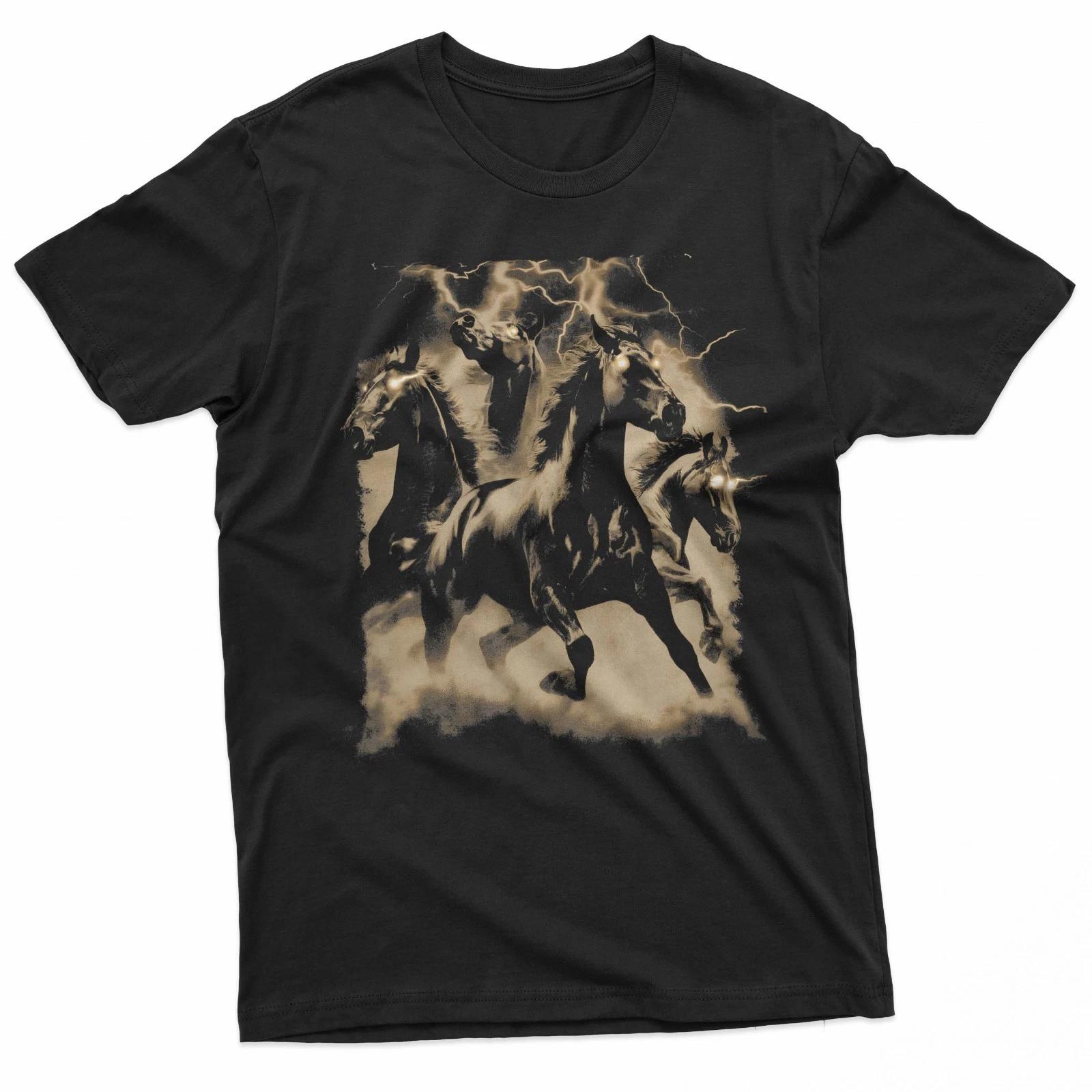 

Vintage Horse Lightning Retro 80S 90S Western Grunge Graphic 100% Cotton T-shirt Mens Tees Top S